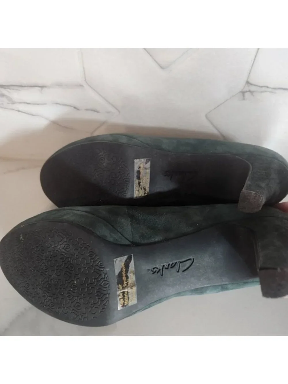 Clarks Indigo Forest Green‎ Suede Platform Pumps Heels 8M 84578